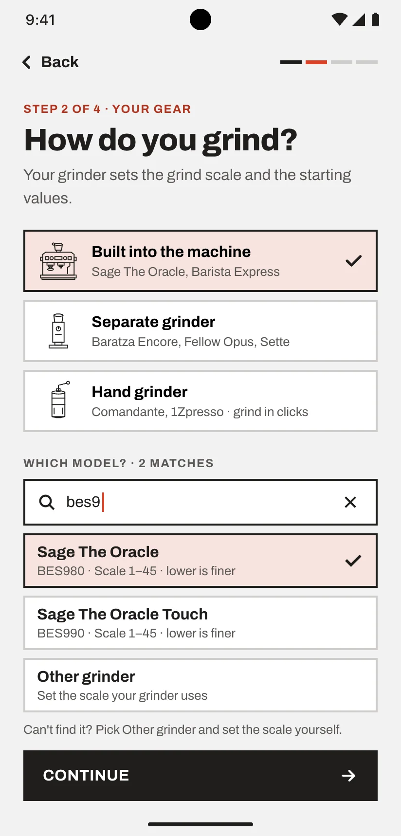 Step 2: search for your grinder model